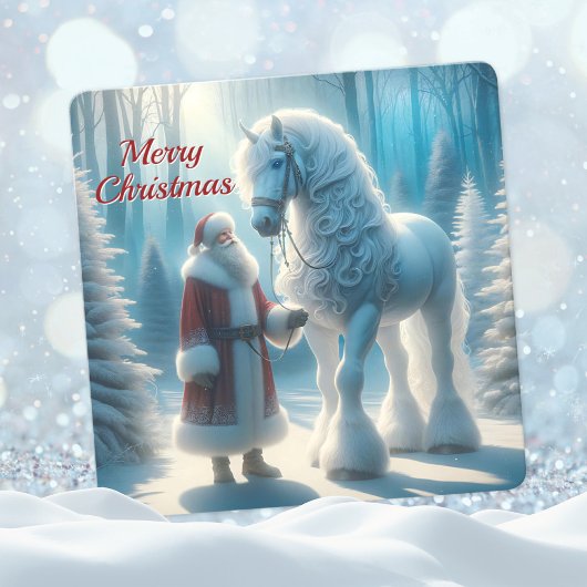 クリスマスサンタとホワイトホース魔法 シーズンカード