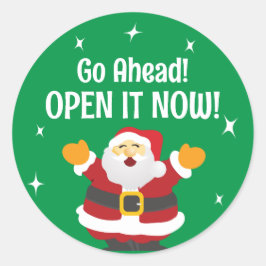 クリスマスサンタと一緒にパッケージを開く ラウンドシール