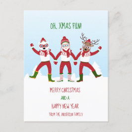 クリスマスサンタと友人の手を持つクラシック ポストカード