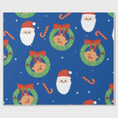 クリスマスサンタと友達とお菓子の包み ラッピングペーパー (フラット)