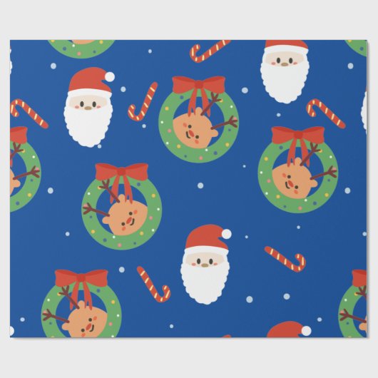 クリスマスサンタと友達とお菓子の包み ラッピングペーパー (フラット)