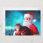 クリスマスサンタと猫フラットノートカード ノートカード (正面)