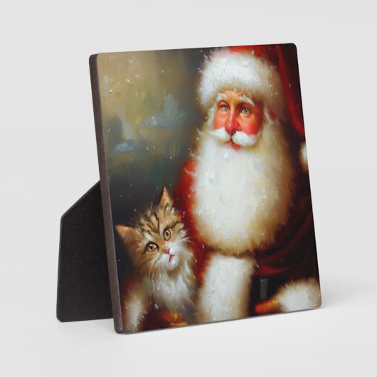 クリスマスサンタと猫2 フォトプラーク (正面)