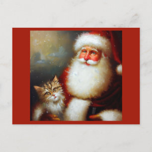 クリスマスサンタと猫2 ポストカード