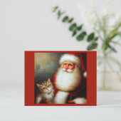 クリスマスサンタと猫2 ポストカード (スタンド正面)