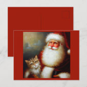 クリスマスサンタと猫2 ポストカード (正面/裏面)