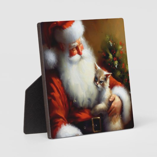 クリスマスサンタと猫3 フォトプラーク (正面)