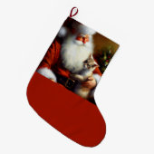 クリスマスサンタと猫3 ラージクリスマスストッキング (正面 (吊り時))