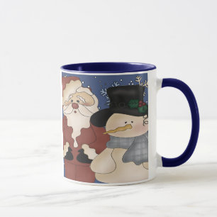 クリスマスサンタと雪だるま マグカップ