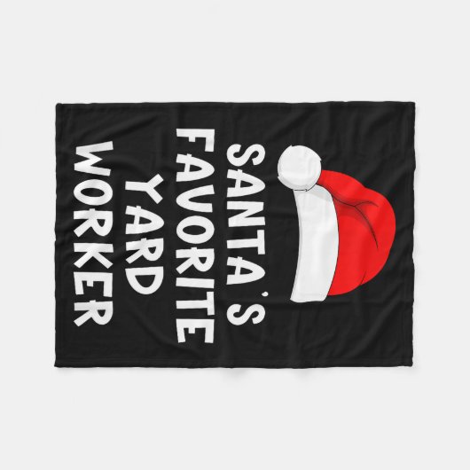 クリスマスサンタのお気に入りの庭の作業員おもしろパジャマ フリースブランケット (正面(横))