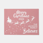 クリスマスサンタのそりのトナカイ休日 ドアマット (正面)