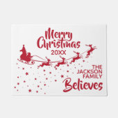 クリスマスサンタのそりのトナカイ休日 ドアマット (正面)