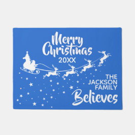 クリスマスサンタのそりのトナカイ休日 ドアマット