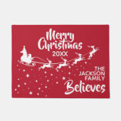 クリスマスサンタのそりのトナカイ休日 ドアマット (正面)