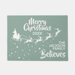 クリスマスサンタのそりのトナカイ休日 ドアマット