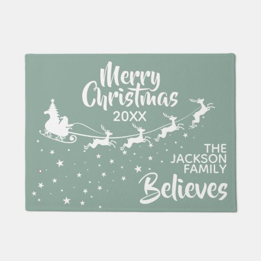 クリスマスサンタのそりのトナカイ休日 ドアマット (正面)