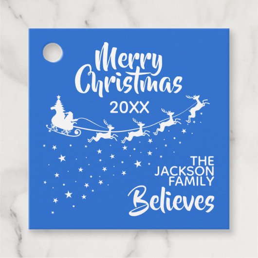 クリスマスサンタのそりのトナカイ休日 フェイバータグ (正面)