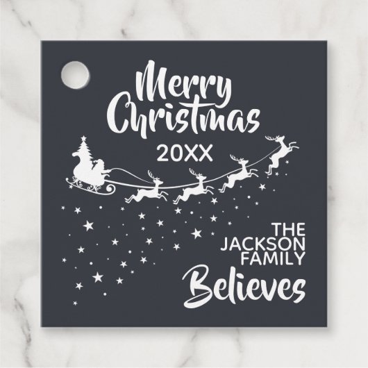 クリスマスサンタのそりのトナカイ休日 フェイバータグ (正面)