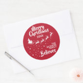 クリスマスサンタのそりのトナカイ休日 ラウンドシール (封筒)