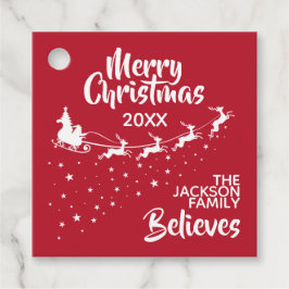 クリスマスサンタのトナカイのホリデーレッド フェイバータグ