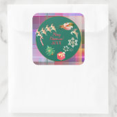 クリスマスサンタのトナカイ広場ステッカー スクエアシール (バッグ)