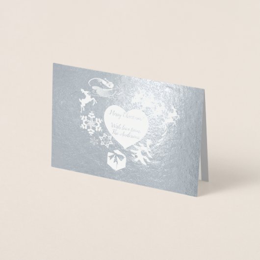 クリスマスサンタのトナカイ銀箔カード 箔カード (正面)