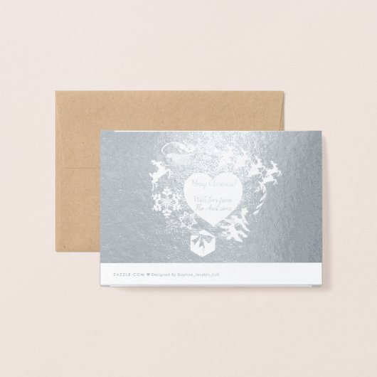 クリスマスサンタのトナカイ銀箔カード 箔カード (裏面封筒付き)