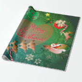 クリスマスサンタのトナカイ ラッピングペーパー (アンロールド)