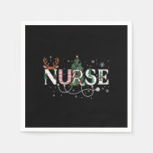 クリスマスサンタのナースお気に入りのクリスマスギフトホリダ スタンダードカクテルナプキン (正面)