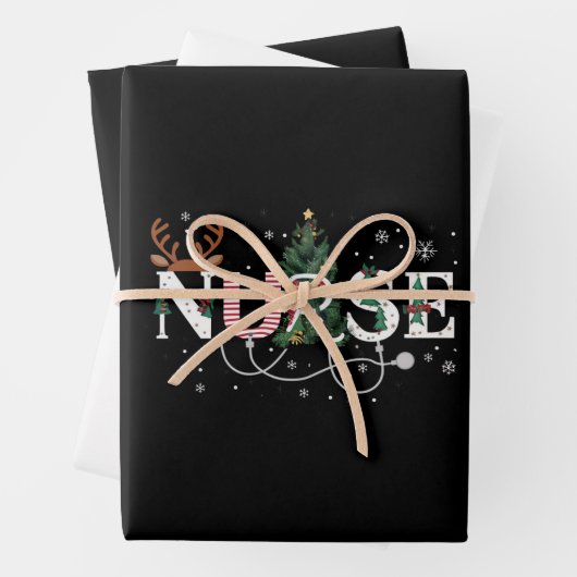 クリスマスサンタのナースお気に入りのクリスマスギフトホリダ ラッピングペーパーシート (インサイチュ)