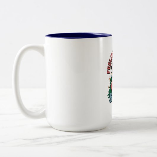 クリスマスサンタのハッピー気分 ツートーンマグカップ (左)