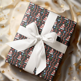 クリスマスサンタのボウリングパターン ラッピングペーパー