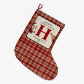 クリスマスサンタのモノグラム写真 ラージクリスマスストッキング (正面 (吊り時))