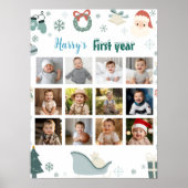 クリスマスサンタの初年写真マイルストーンのサイン ポスター (正面)