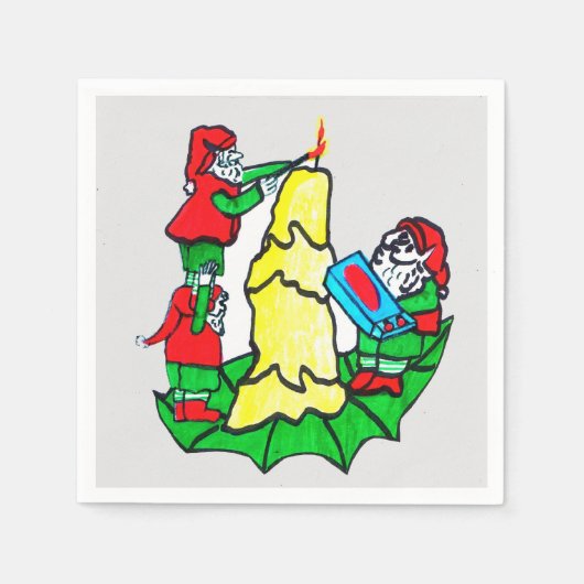 クリスマスサンタの小人飾ズ スタンダードカクテルナプキン (正面)