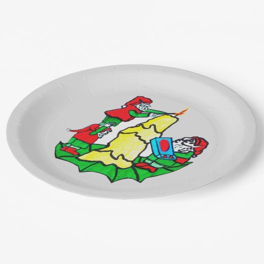 クリスマスサンタの小人飾ズ ペーパープレート (アングル)