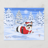 クリスマスサンタの衣装を着た可愛い黒いコルギ (裏面)