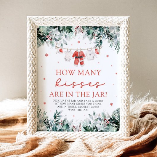 クリスマスサンタは何人のキスの赤ちゃんシャワーを推測 ポスター