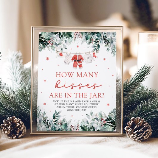 クリスマスサンタは何人のキスの赤ちゃんシャワーを推測 ポスター