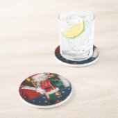 クリスマスサンタを馬に乗せてスノーアートプリント コースター (側面)