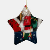 クリスマスサンタを馬に乗せてスノーアートプリント セラミックオーナメント (右)