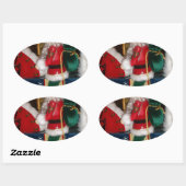 クリスマスサンタを馬に乗せてスノーアートプリント 楕円形シール (シート)