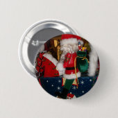 クリスマスサンタを馬に乗せてスノーアートプリント 缶バッジ (正面&裏面)