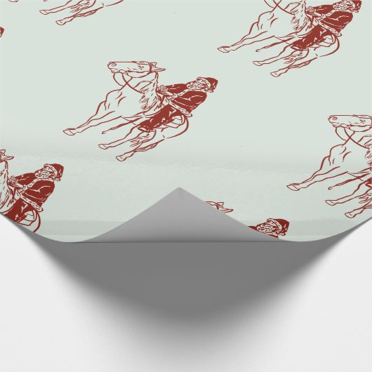 クリスマスサンタを馬のグラフィックに ラッピングペーパー (角)