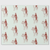 クリスマスサンタを馬のグラフィックに ラッピングペーパー (フラット)