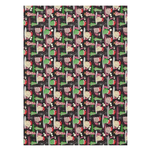 クリスマスサンタアトミックカタツムリ- MidCentury テーブルクロス (正面)