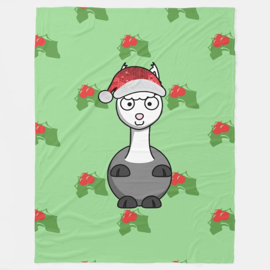 クリスマスサンタアルパカ毛布 フリースブランケット (正面)