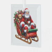 クリスマスサンタアンドスリーグラスオーナメント ガラスオーナメント (正面左)