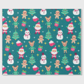 クリスマスサンタアンドフレンズラッピング紙 ラッピングペーパー (フラット)