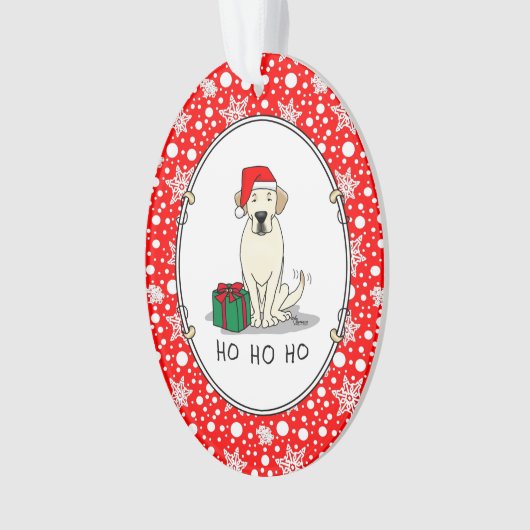 クリスマスサンタイエローラブラドールリトリエバーキュート オーナメント (正面)